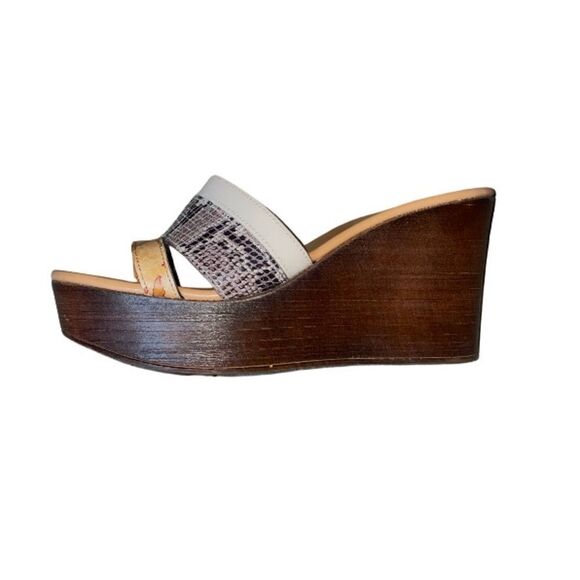 Alviero Martini Tilasse Geo World Map Wedge Block Platform Snakeskin Sandals 39 - Picture 1 of 10